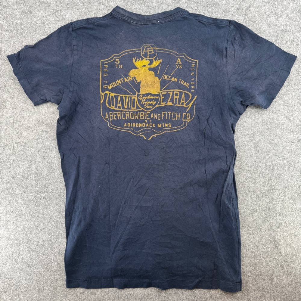 Abercrombie & Fitch T-Shirt Mens L Muscle Fit Navy Blue Graphic EUC